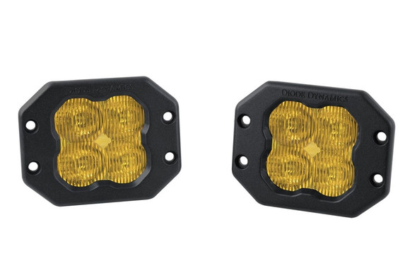 Diode Dynamics SS3 Yellow Pro Flush Mount LED Pod Pair, SAE Driving - Amber