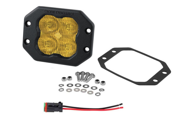 Diode Dynamics SS3 Yellow Sport Flush Mount LED Pod, SAE Fog - Amber