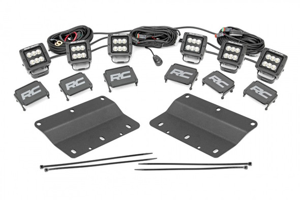 Rough Country Triple 2in Cube Fog Light Mount Kit, Black, Pair