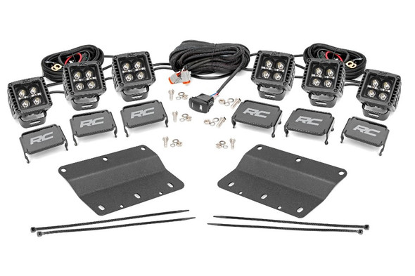 Rough Country Triple 2in Cube Fog Light Mount Kit, Amber DRL