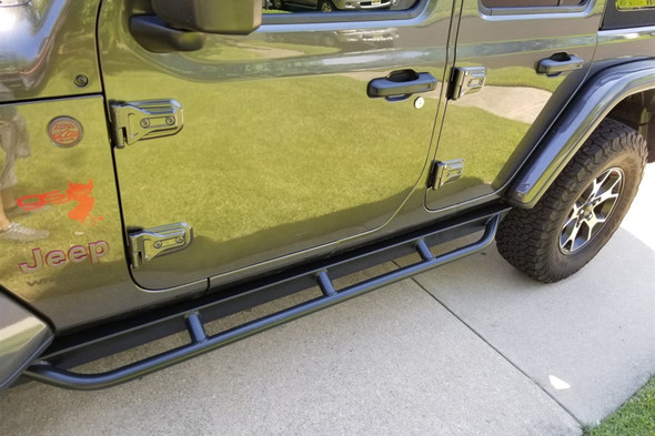 Rock Hard 4x4 Patriot Series Tube Slider Rocker Guards - Angled Down