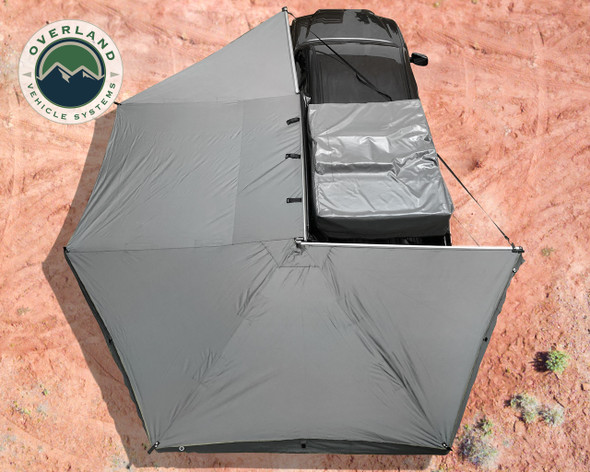 Overland Vehicle Systems Nomadic 270 Driver Side Awing w/ Bracket Kit and Extended Poles - Dark Gray