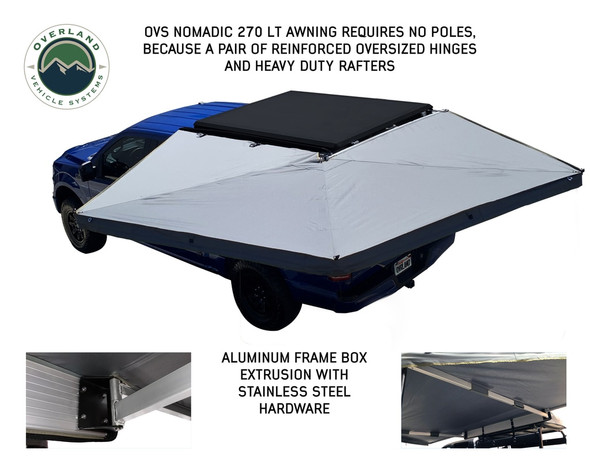 Overland Vehicle Systems Nomadic 270 LT Awning - Driver Side - Dark Gray w/ Black Cover
