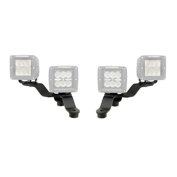 Go Rhino Dual 3in Cube Windshield Cowl Offset Mounts