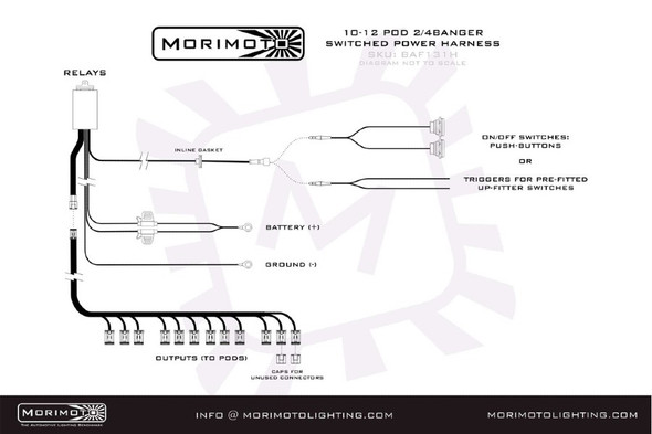 Morimoto BangerBar Multi-Pod Power Harness, Switched Power Harness 2 or 4 Banger Bar, 10-12 Pods