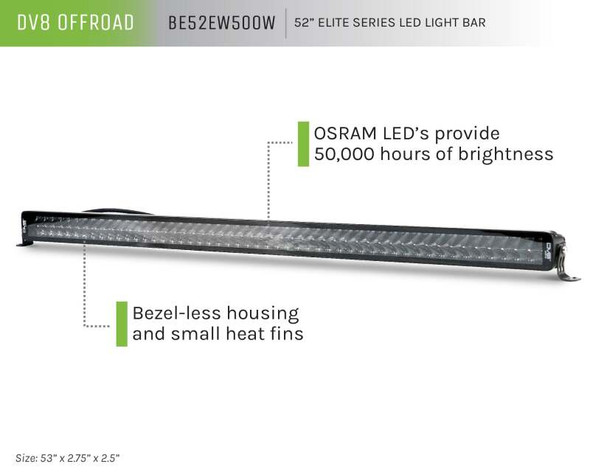 DV8 Offroad BE52EW500W 52-Inch Elite Series LED Light Bar - Dual Row