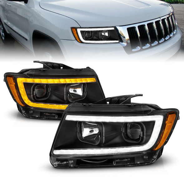 Anzo USA Projector Switchback Plank Style Headlights for 11-13 Jeep Grand Cherokee WK2