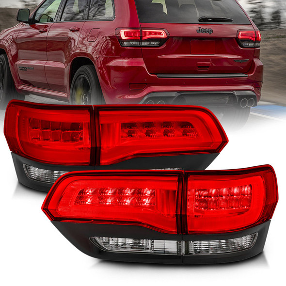 Anzo USA 311268 Red & Clear LED Tail Lights for 14-22 Jeep Grand Cherokee WK2