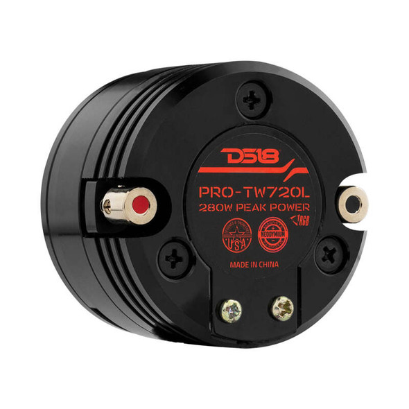 DS18 PRO-TW720L 1.6" Shallow High Compression Neodymium Super Bullet Tweeter 140 Watts 1" Polyether Ether Ketone 4-Ohm Vc with RGB LED Lights