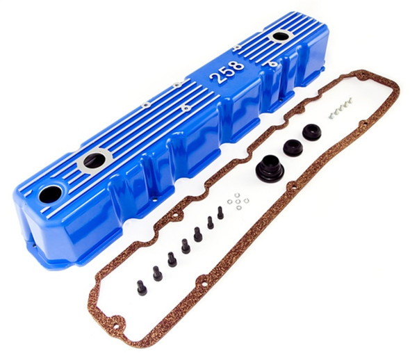 OMIX 17401.11 Aluminum Valve Cover in Blue for 81-87 CJ Series & Wrangler YJ with 4.2L 258c.i.