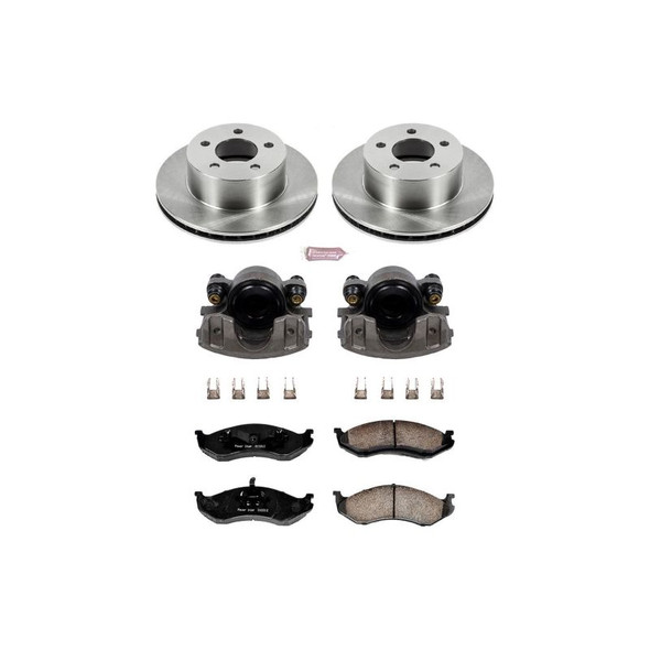PowerStop KCOE2119 Z17 Stock Replacement Front Brake Kit with Calipers for 90-99 Jeep Wrangler YJ, TJ, XJ, 90-92 Comanche, & 93-98 ZJ