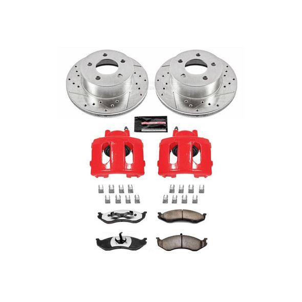 PowerStop KC2119-36 Z36 Truck & Tow Brake Upgrade Kit with Powder Coated Calipers for 90-99 Jeep YJ, TJ, XJ, 90-92 Comanche, 90 Wagoneer, & 93-98 ZJ