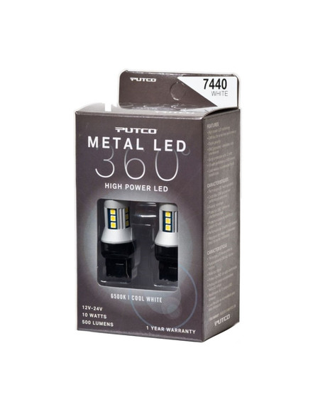Putco 347440W-360 Metal 360 LED 7440 Cool White Reverse Lamp Bulbs for 18-22 Jeep Wrangler JL & JT