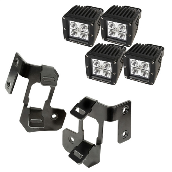 Rugged Ridge Dual A-Pillar Light Mount Kit with 3" Square LED Lights for 07-18 Jeep Wrangler JK