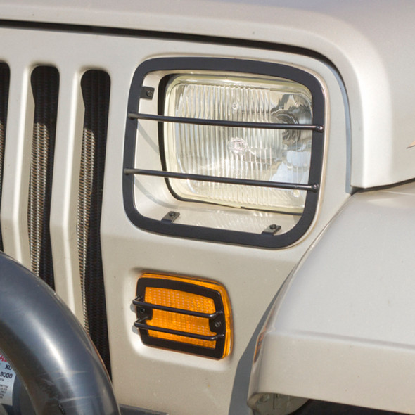 Rugged Ridge 11230.02 Euro-Style 4pc. Headlight & Turn Signal Kit in Black for 87-95 Jeep Wrangler YJ