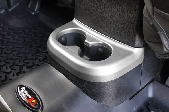 Rugged Ridge 11152.18 Rear Cup Holder Accent in Silver for 11-18 Jeep Wrangler JK