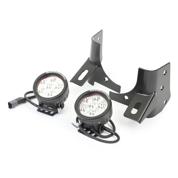 Rugged Ridge 11027.13 Windshield Light Bracket Kit in Black with Round LED Lights for 97-06 Jeep Wrangler TJ & Unlimited