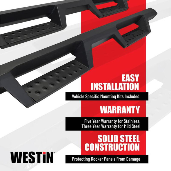 Westin 56-133152 HDX Drop Nerf Bars Textured Black Stainless Steel for 07-18 Jeep Wrangler JK 2-Door