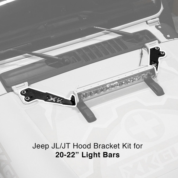 XKGLOW Hood 20-22" Bar Bracket for 07-26 Jeep Wrangler JK, JL & Gladiator JT