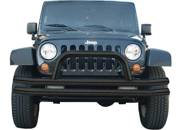 Rampage Products Front Double Tube Bumper with Hoop for 07-26 Jeep Wrangler JL, JK & Gladiator JT