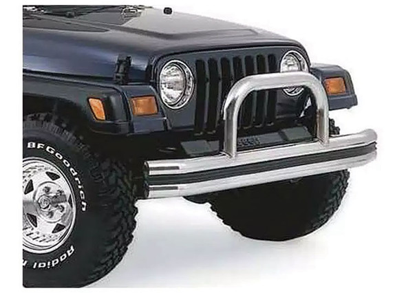 Rampage Products 8420 Front Bumper with Hoop in Stainless for 76-06 Jeep CJ-5, CJ-7, CJ-8 Scrambler, Wrangler YJ, TJ & Unlimited