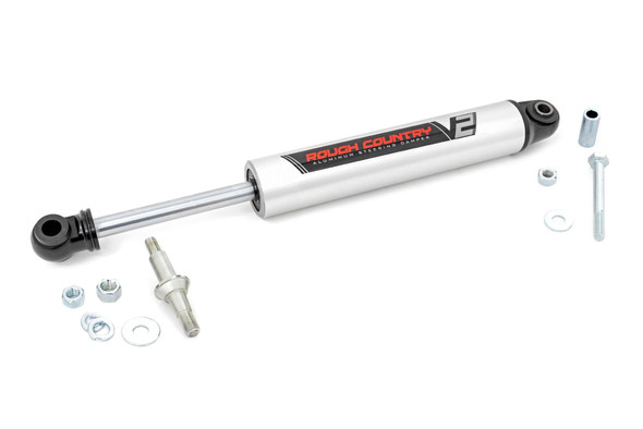 Rough Country 8731770 V2 Steering Stabilizer for 84-06 Jeep Wrangler YJ, TJ, Cherokee XJ, Grand Cherokee ZJ & WJ