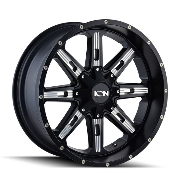 Ion 184 Wheel, 22x10 with 8 on 180 Bolt Pattern - Satin Black/Milled Spokes - 184-22178M
