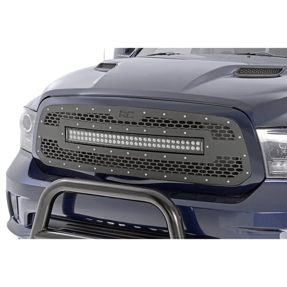 Rough Country Mesh Grille 30" Curved LED Light Bar Kit with Amber DRL (Black) - 70199BDA