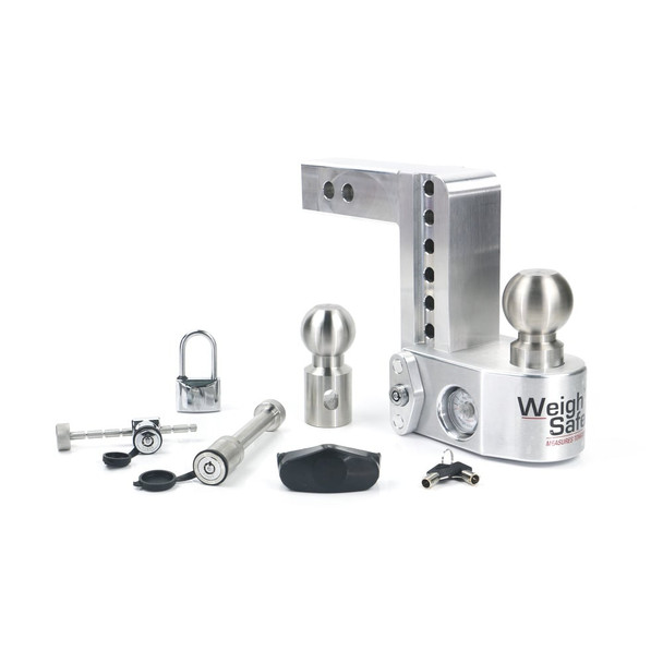 Weigh Safe Hitches 6" Drop 2" Shank Adjustable Ball Mount with Lock Set (Polished) - WS6-2-SET