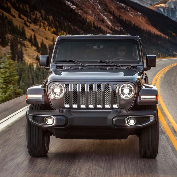 Trim Illusion ABS495 Delete Grille Overlay for 18-23 Jeep Wrangler JL Sahara & Rubicon in Chrome Finish