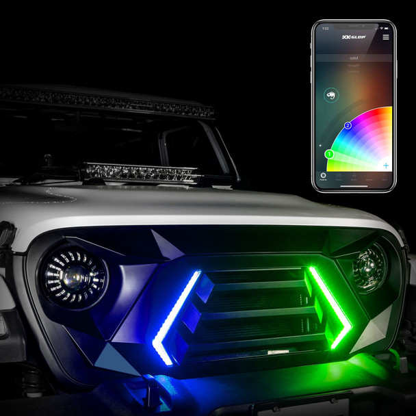 XKGLOW XKchrome LED Grill Kit with DRL Sequential Turn for Jeep Wrangler and Gladiator for 07-25 Jeep Wrangler JK, JL, & Gladiator