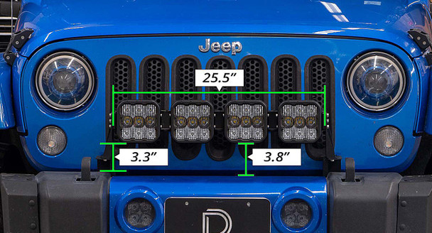 Diode Dynamics DD7229 SS5 4-Pod CrossLink Grille Lightbar Kit Sport White Combo for 07-18 Jeep Wrangler JK