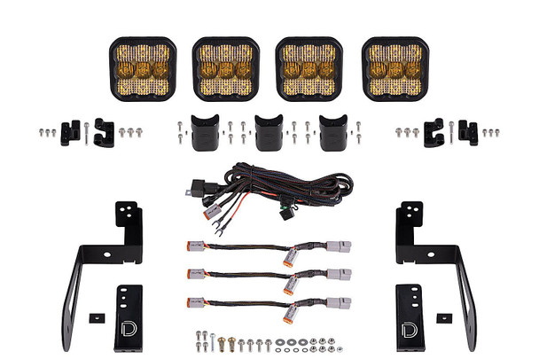 Diode Dynamics DD7273 SS5 4-Pod CrossLink Grille Lightbar Kit Pro Yellow Combo for 07-18 Jeep Wrangler JK