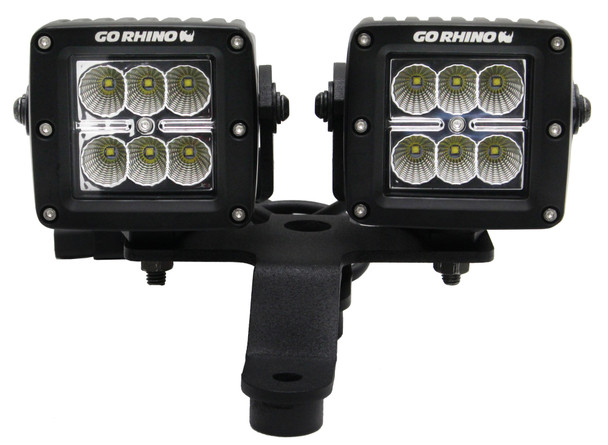 RealTruck Go Rhino 730230T Dual 3" Cube Windshield Cowl Light Mounts for 18-25 Jeep Wrangler JL Unlimited & Gladiator JT