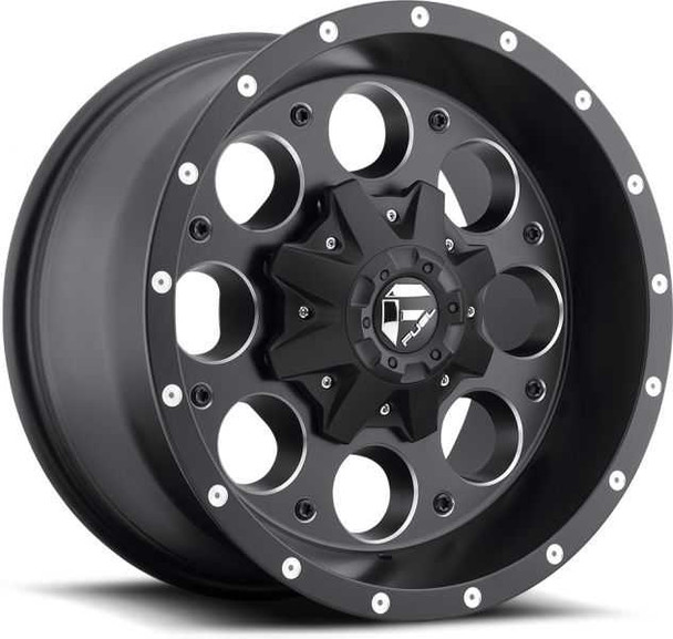 Fuel Off-Road D52516802645 Revolver Wheel in Black with Machined Accents 16x8 with 4.5in Backspace for 84-06 Jeep Wrangler YJ, TJ, & Cherokee XJ