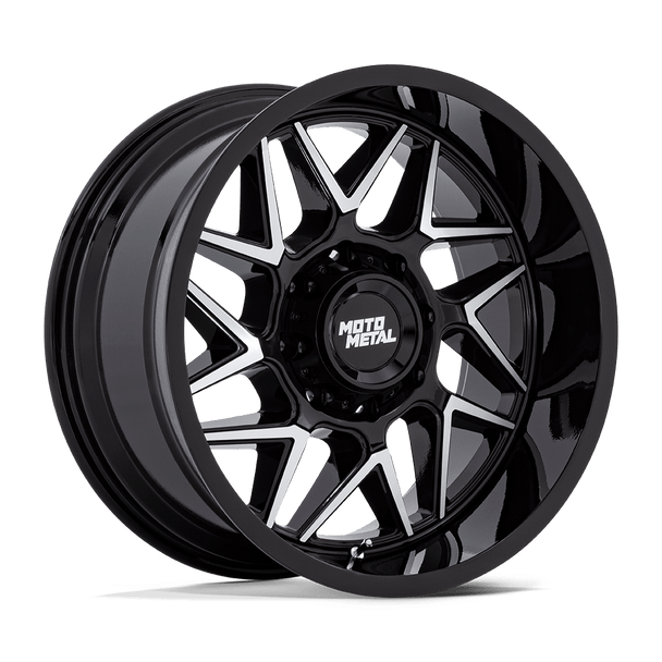 Moto Metal MO812BD20108518N TURBINE Alloy Wheel 20x10 5x5.5 with 4.79 BS (-18mm) in Gloss Black with Machined Face