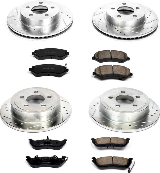 Power Stop K2162 Front & Rear Z23 Evolution Sport Performance 1-Click Brake Kit for 03-07 Jeep Liberty KJ