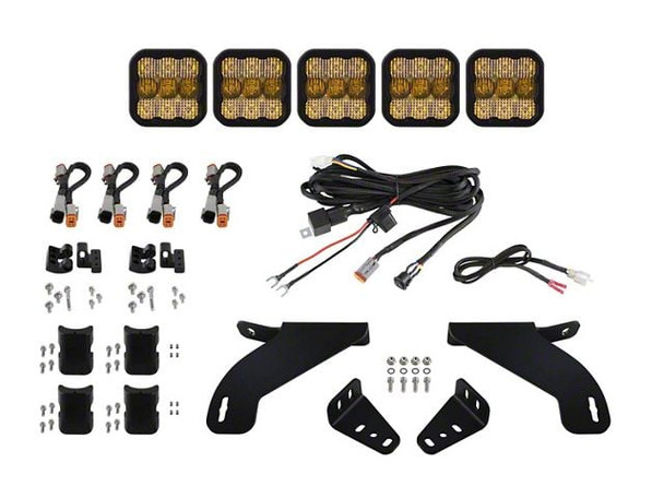 Diode Dynamics SS5 Pro CrossLink Grille Light Bar Kit; Yellow Combo - F150 Light Bar