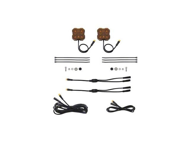 Diode Dynamics Stage Series Single-Color LED Rock Light; Amber M8; 2-Pack - F150 Accent Light