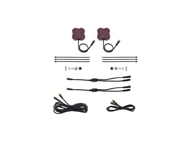 Diode Dynamics Stage Series Single-Color LED Rock Light; Red M8; 2-Pack - F150 Accent Light