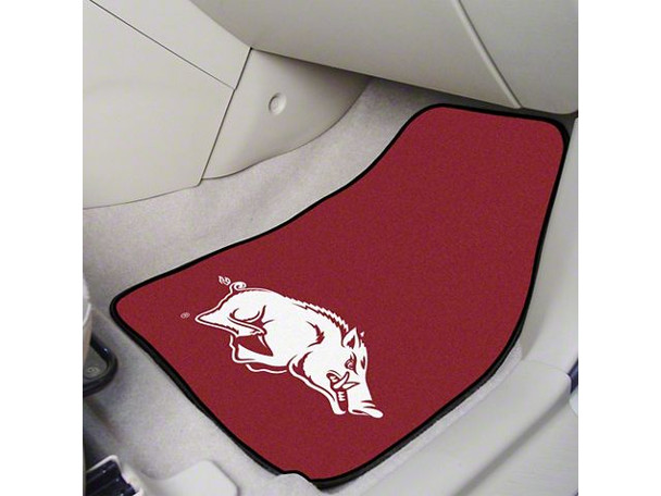 Carpet Front Floor Mats with University of Arkansas Logo; Cardinal - F150- Floor Access