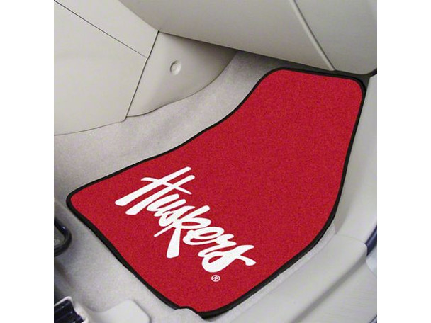Carpet Front Floor Mats with University of Nebraska Logo; Red - X910 - F150- Floor Access