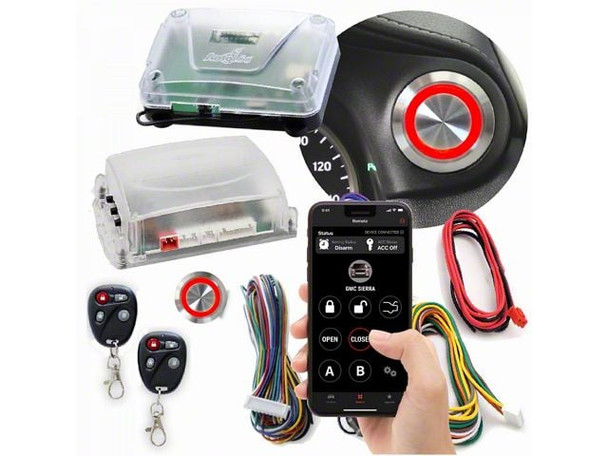Billet Push Button Engine Start/Stop with Keyless Entry and Remote Start; Red LED - F150- Keyless Entry