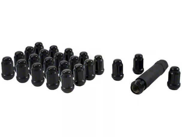 Black Closed End Spline Lug Nuts; M14 x 1.5; Set of 24 - F150 - Lug Nuts