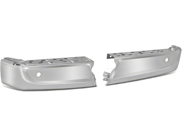 Rear Bumper End Caps; Pre-Drilled for Backup Sensors; Chrome - F150 - Rear Bumper