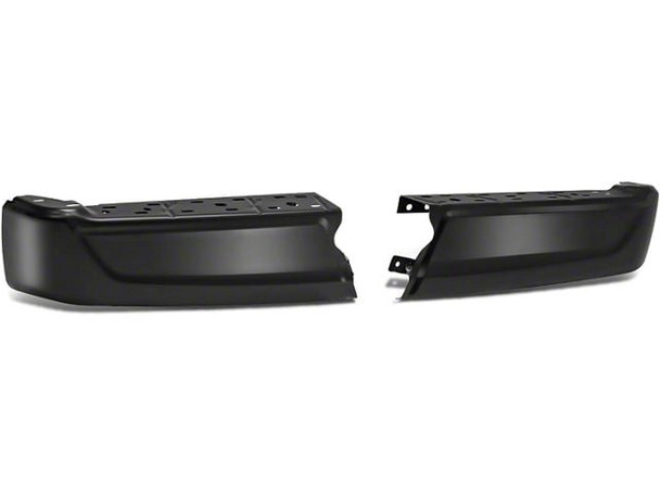 Rear Bumper End Caps; Not Pre-Drilled for Backup Sensors; Black - F150 - Rear Bumper