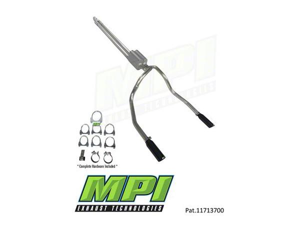 MPI Exhaust Technologies Performance Series Clamp-On Dual Exhaust System with Black Tips; Rear Exit - X48C - F150 - Exhaust