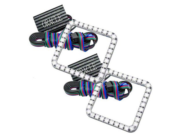 Oracle 3-Inch Square Halo for Cube/Square Lights; ColorSHIFT - Silverado 1500 Accent Lights