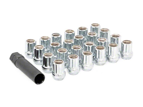 Rough Country Chrome Open End Style Lug Nut Kit; M14 x 1.5; Set of 24 - Silverado 1500 Lug Nuts