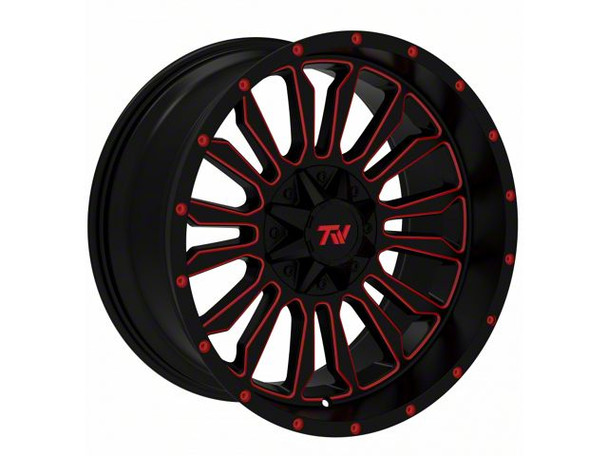 TW Offroad T6 Speed Gloss Black with Red 6-Lug Wheel; 20x10; -12mm Offset - Silverado 1500 Wheels 1